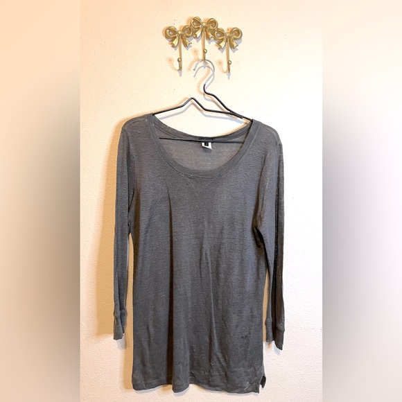 J. Crew Tops - J. Crew Charcoal Long Sleeve Women's Tee. 100% linen Size S